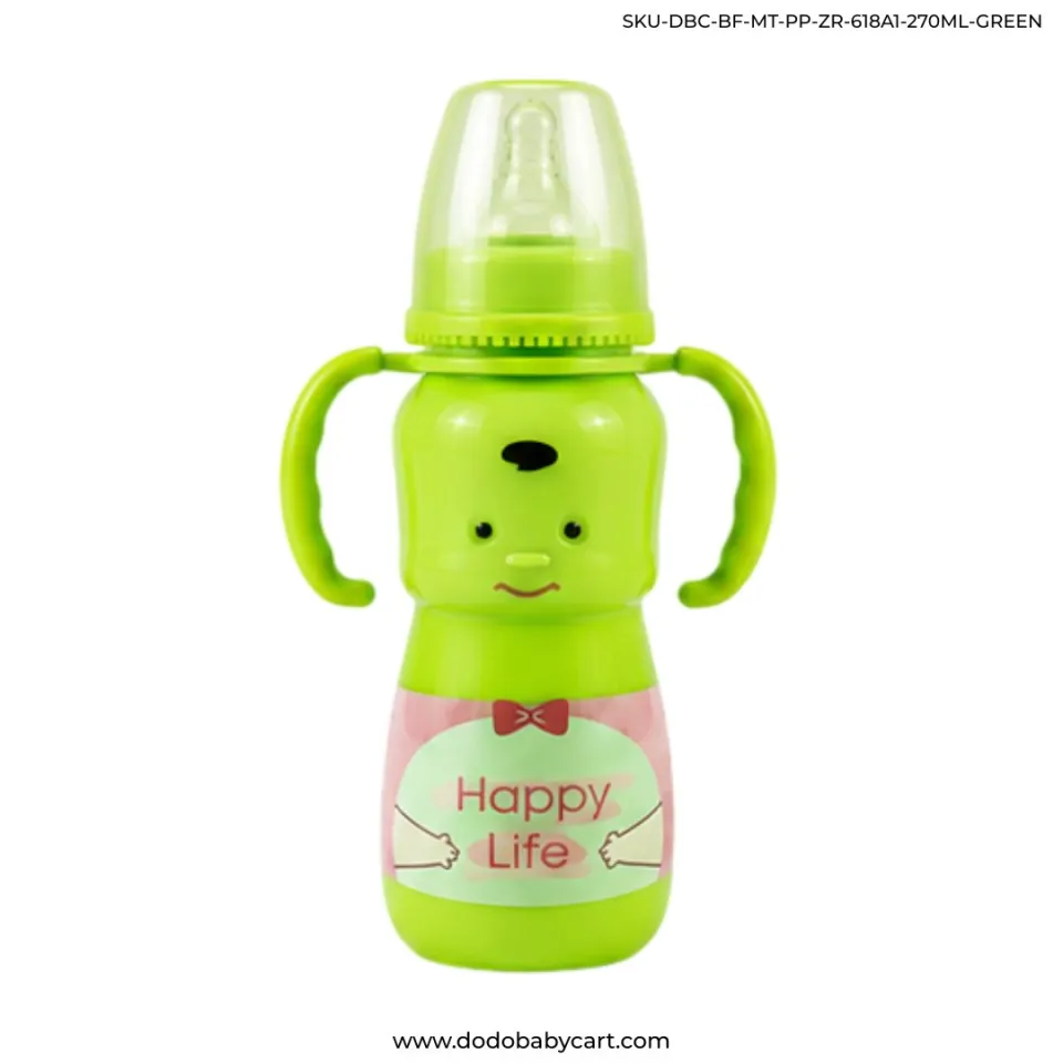 MINITREE Regular Neck Feeding Bottle with Handle, 270 ml — Green