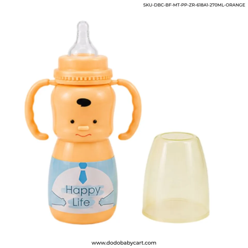 MINITREE Regular Neck Feeding Bottle with Handle, 270 ml — Orange