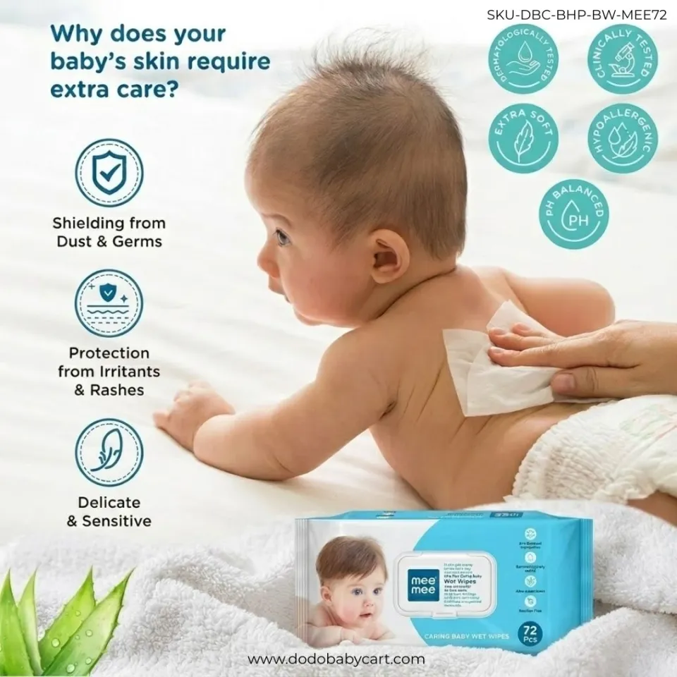 Mee Mee Baby Wet Wipes, 72 wipes