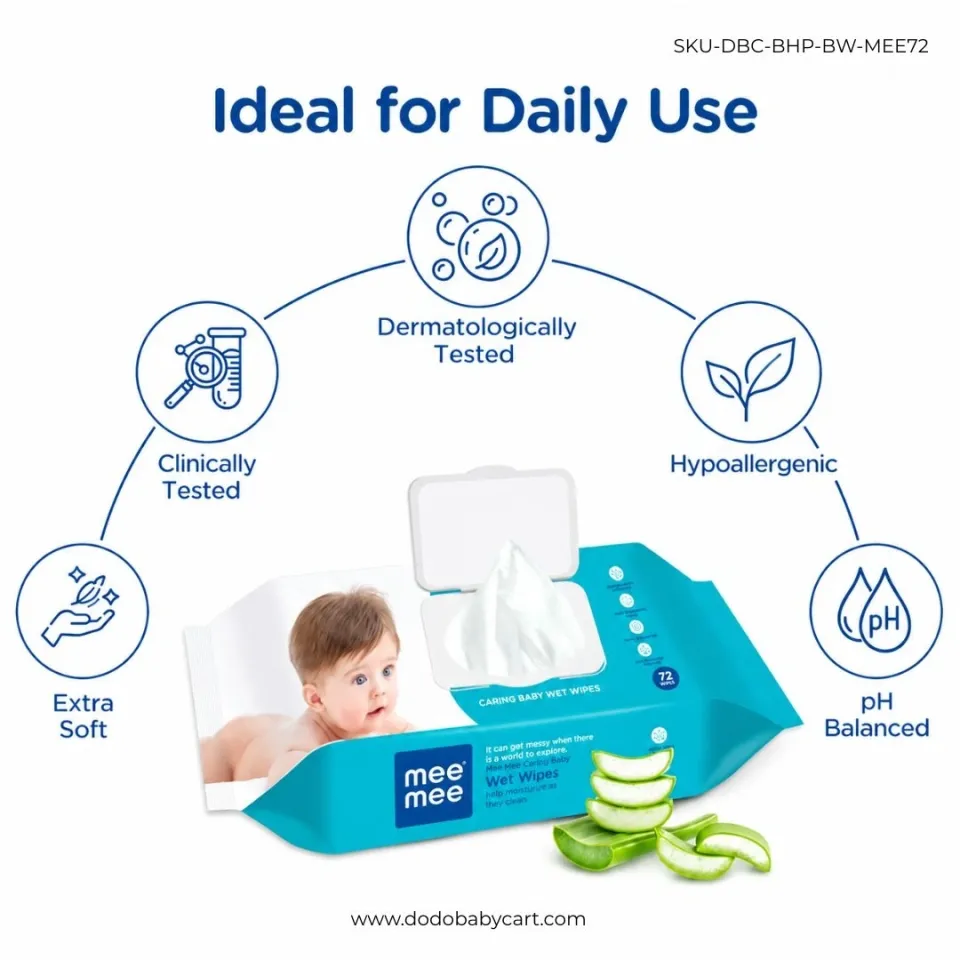 Mee Mee Baby Wet Wipes, 72 wipes