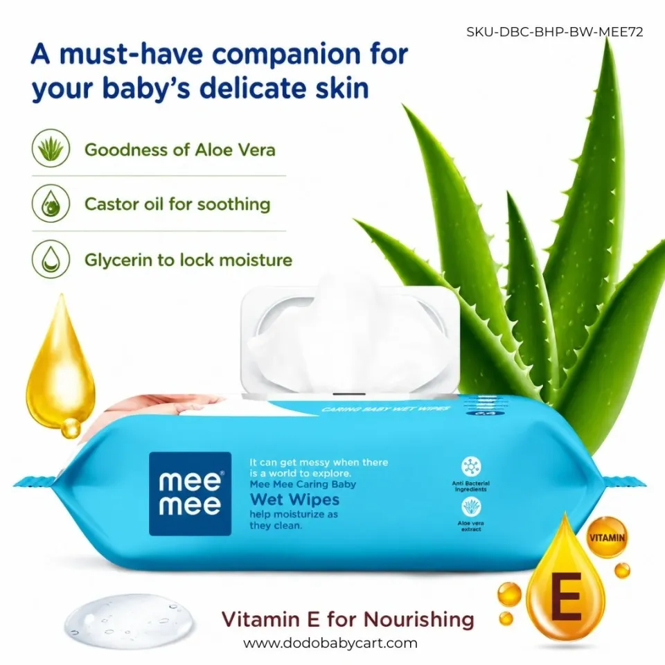 Mee Mee Baby Wet Wipes, 72 wipes