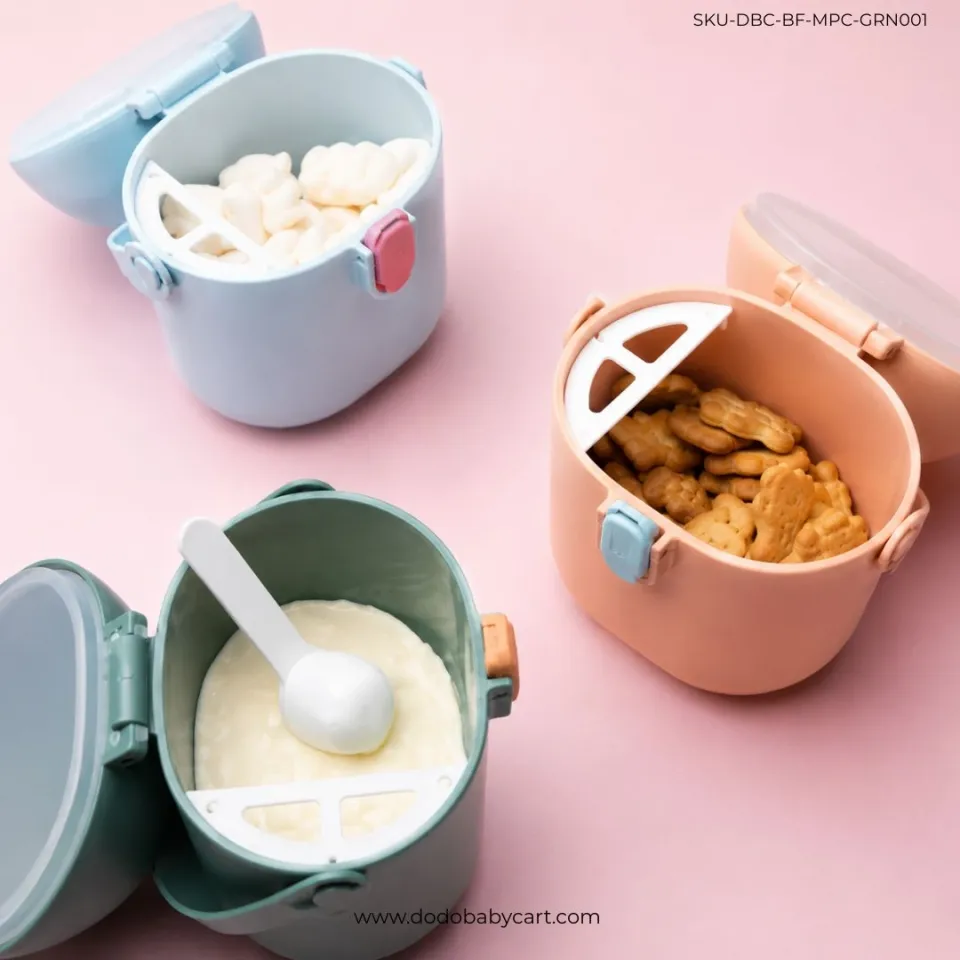 Baby Milk Powder Container with Spoon — Dark green