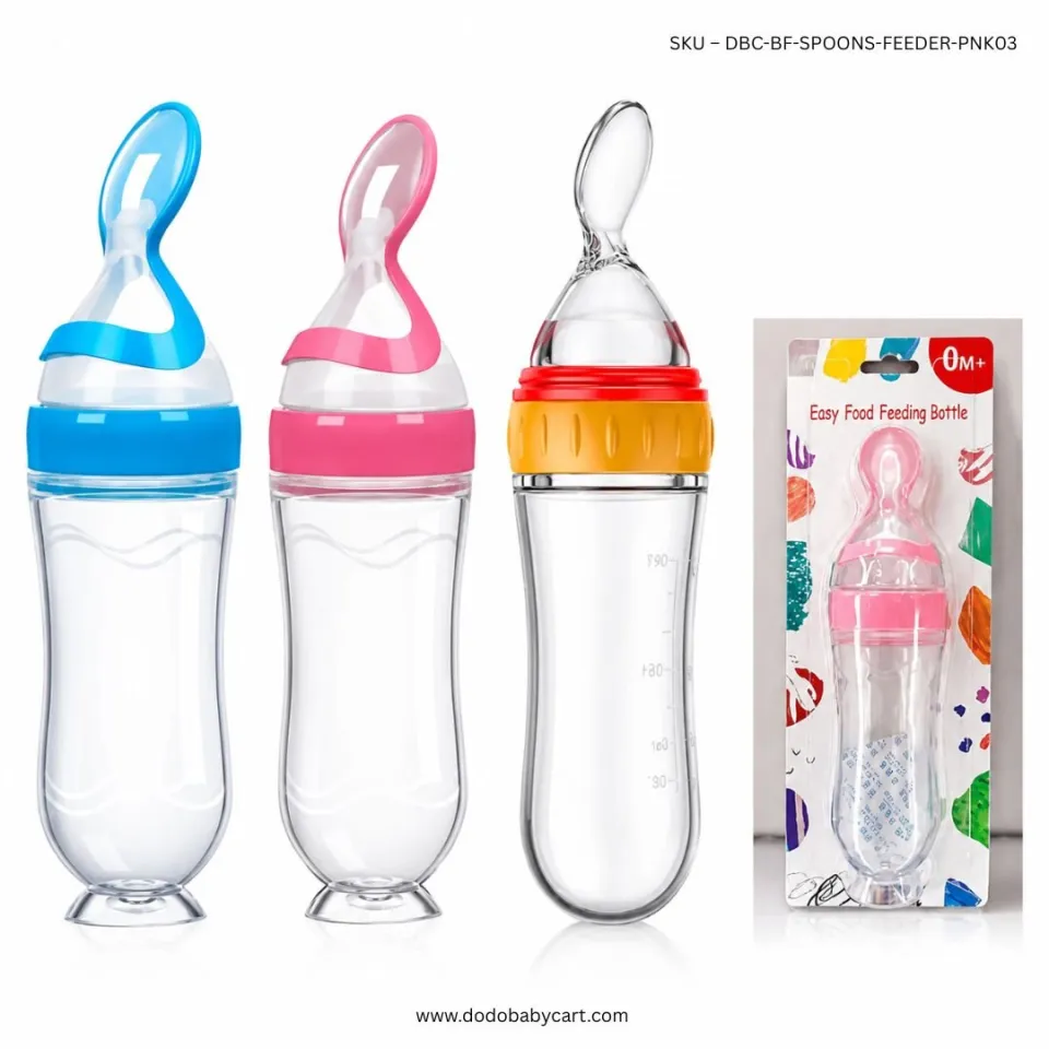 Baby Squeeze Feeding Spoon — Pink
