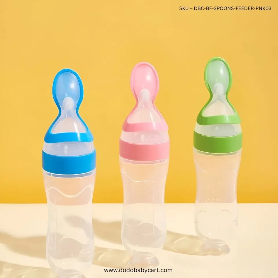 Baby Squeeze Feeding Spoon — Pink