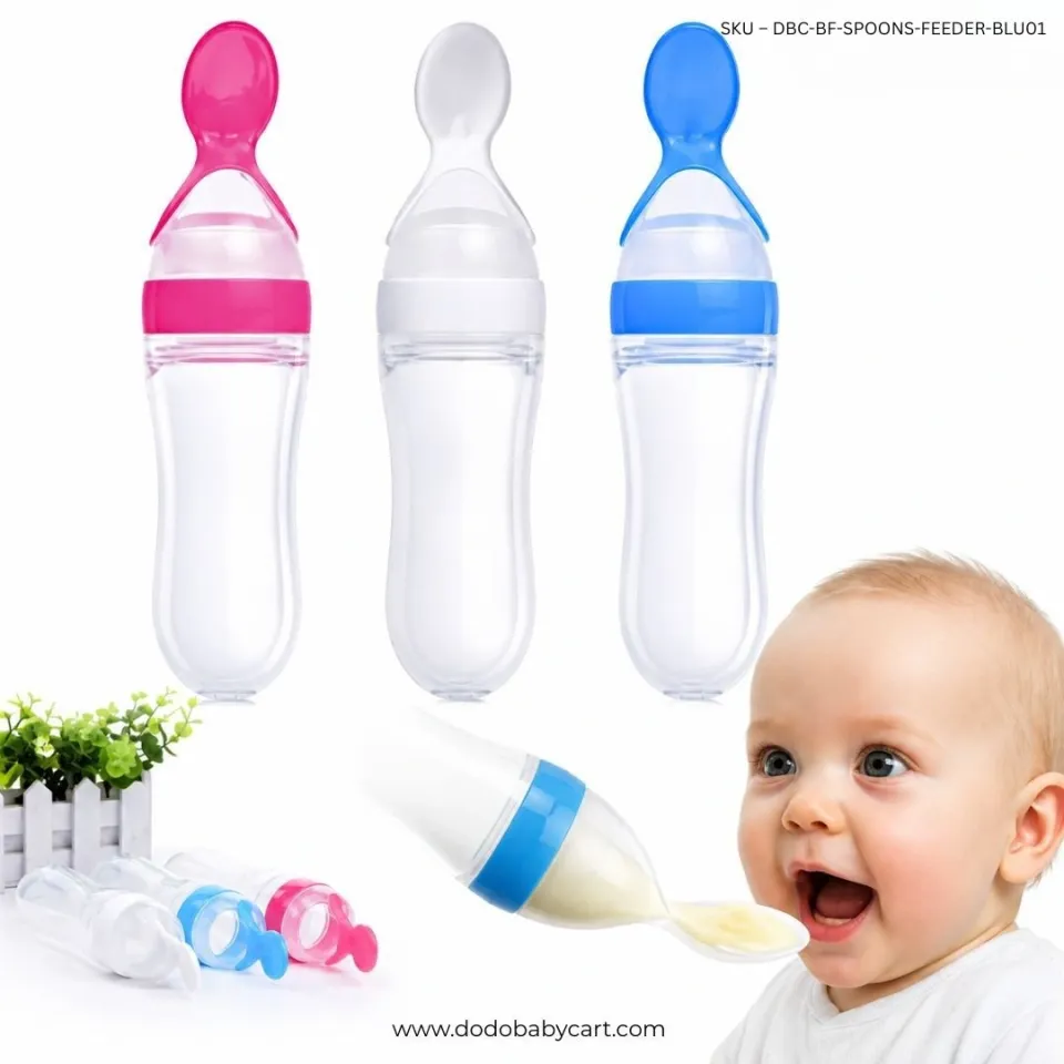 Baby Squeeze Feeding Spoon — Blue
