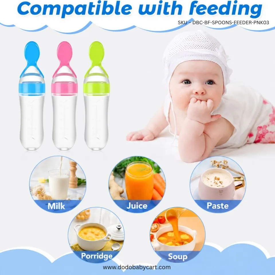 Baby Squeeze Feeding Spoon — Pink