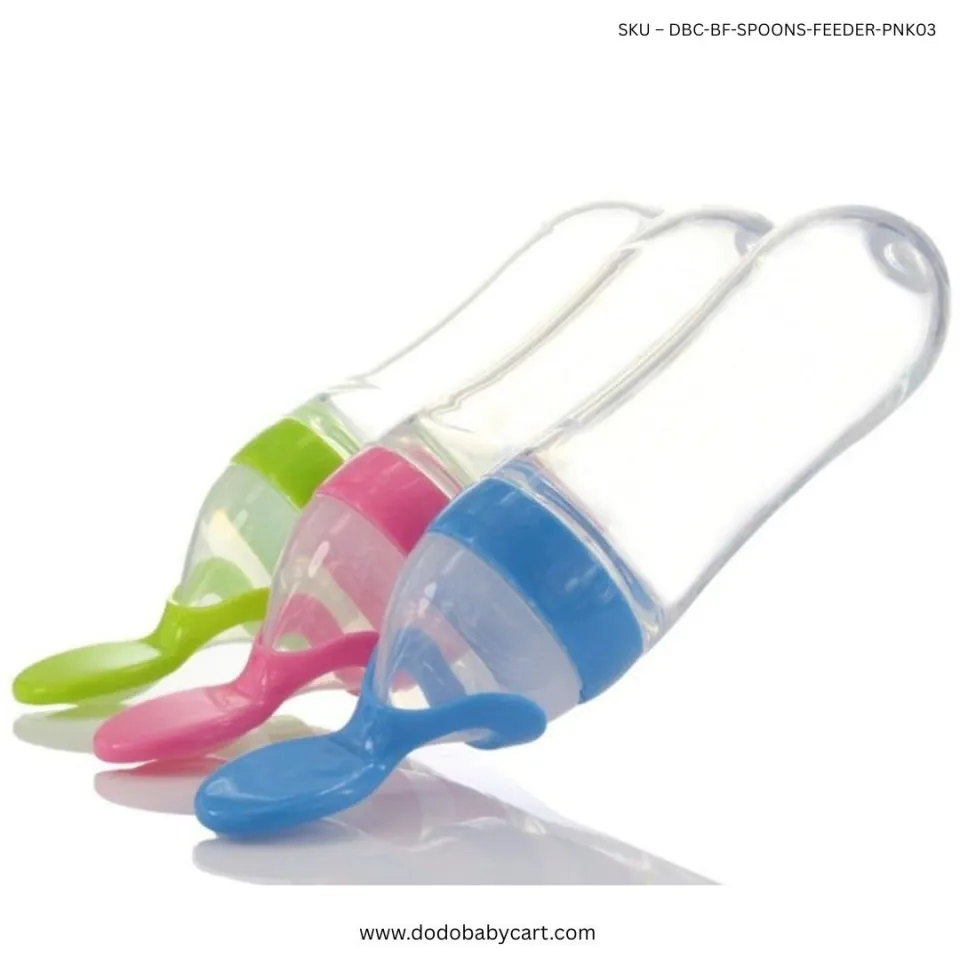 Baby Squeeze Feeding Spoon — Pink