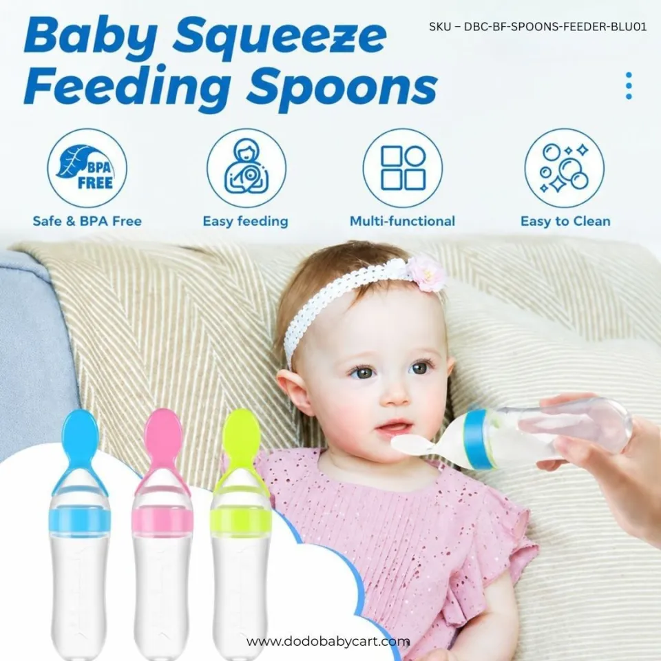 Baby Squeeze Feeding Spoon — Blue
